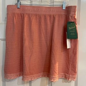 New Woolrich Meadow Forks Cotton Lace Trim Skirt Pockets Peach Size Large NWT